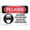 Signmission OSHA, Do Not Enter W/O Safety Glasses Spanish, 18in X 12in Rigid Plastic, OS-DS-P-1218-LS-1143 OS-DS-P-1218-LS-1143 - alternate 1
